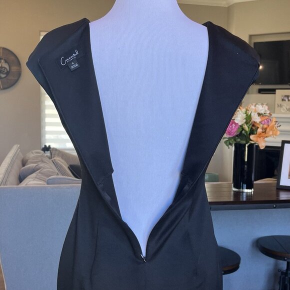 VTG Connected Apparel Women's Dress Size 6 Black Gold Midi Sheath Stretch - Picture 9 of 16